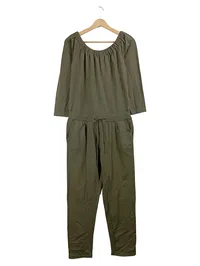 DEF Damen Jumpsuit Overall Oliv Off-Shoulder Gr. 42 XL Casual Freizeit 1