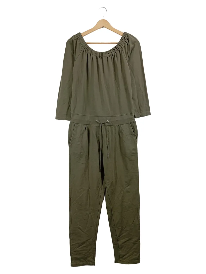 DEF Damen Jumpsuit Overall Oliv Off-Shoulder Gr. 42 XL Casual Freizeit 1