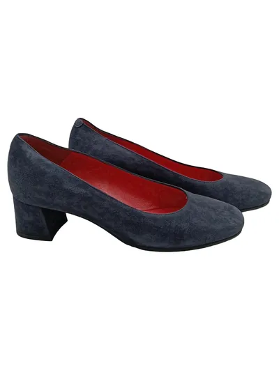 Pas de Rouge Damen Pumps Blau Textil Gr. 40 Klassisch Elegant