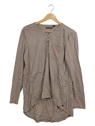 Eight2Nine Damen Langarmshirt Beige Gr. 40 L Casual Asymmetrisch Knopfleiste