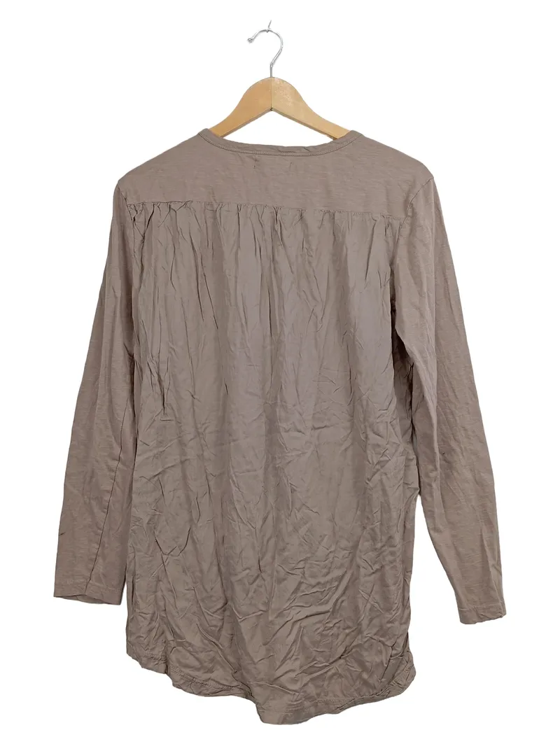 Eight2Nine Damen Langarmshirt Beige Gr. 40 L Casual Asymmetrisch Knopfleiste 2