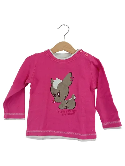 Topolino Mädchen Langarmshirt Pink Gr. 86 Reh Motiv Baumwolle