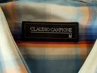 Claudio Campione Freizeithemd Herren Kurzarm Kariert Blau Gr. 48, M 3