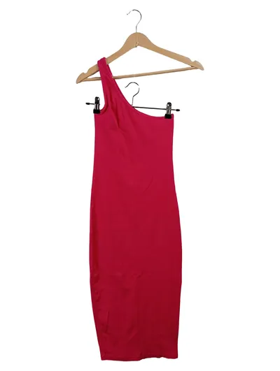 Costes Damen Strickkleid One-Shoulder Kleid Pink Gr. 36/S Rippstrick