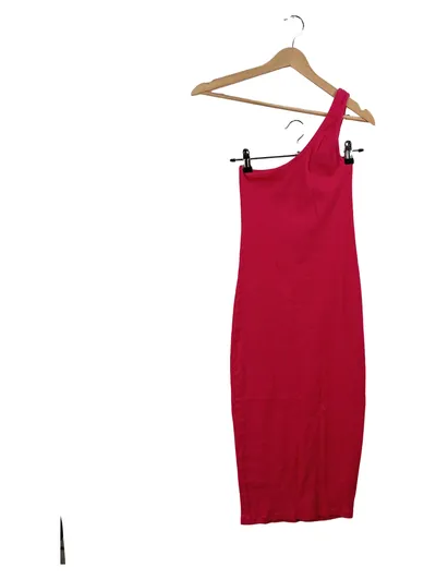 Costes Damen Strickkleid One-Shoulder Kleid Pink Gr. 36/S Rippstrick