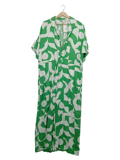 Monki Damen Jumpsuit Gr. 38 M Grün Geometrisch Viskose Casual