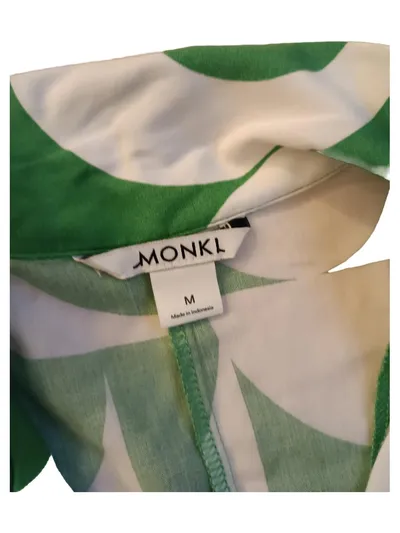 Monki Damen Jumpsuit Gr. 38 M Grün Geometrisch Viskose Casual