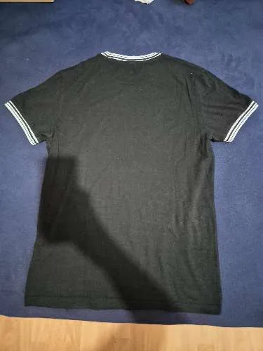 ASOS Herren T-Shirt Gr. M Schwarz Weiß Streifen Kragen Baumwolle
