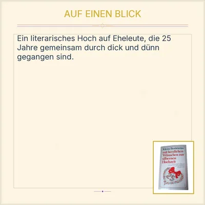 Kleine Bettlektüre mit herzlichen Wünschen zur silbernen Hochzeit Scherzer