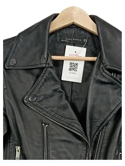 Zara Damen Lederjacke Bikerjacke Schwarz Gr. 38 M