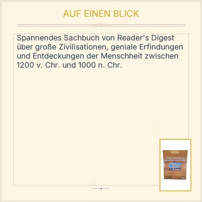 Reader's Digest Sachbuch Große Zivilisationen gewaltige Fortschritte Geschichte