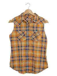 Big Star Damen Weste Kariert Orange Gr. 38 M Casual Baumwolle 1