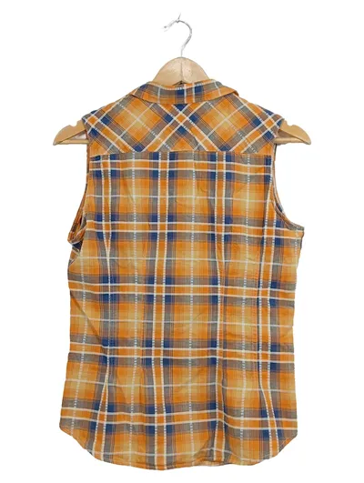 Big Star Damen Weste Kariert Orange Gr. 38 M Casual Baumwolle