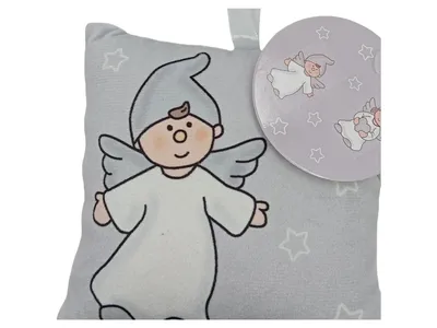 CEPEWA Kinderkissen Schutzengel Grau 13x13 cm Polyester Sterne Deko