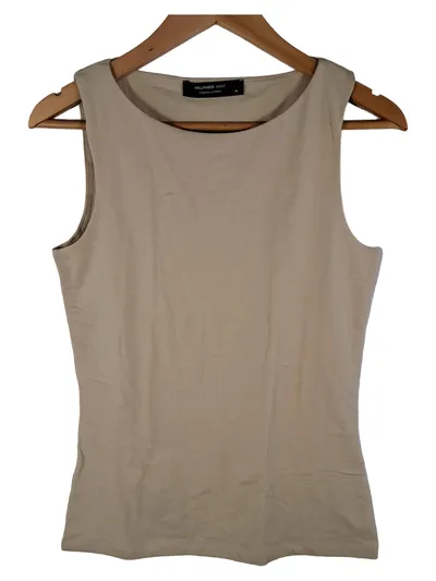 Hallhuber Damen Top Basic Beige Gr. 34 XS Ärmellos Baumwolle