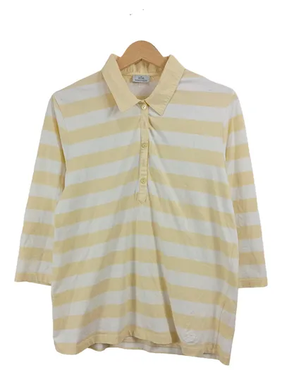 Walbusch Damen Poloshirt Gr. 42 XL Gelb Gestreift 3, 4-Arm Casual