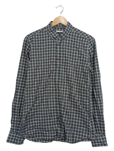 AULINI Freizeithemd Herren Kariert Mehrfarbig Gr. 40 M Langarm Casual