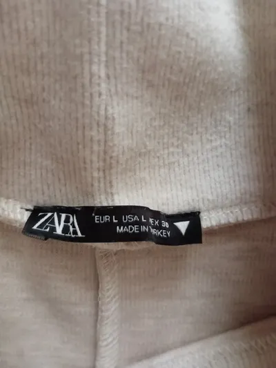 ZARA Damen Pullover Rollkragen 3/4-Arm Beige Meliert Gr. L