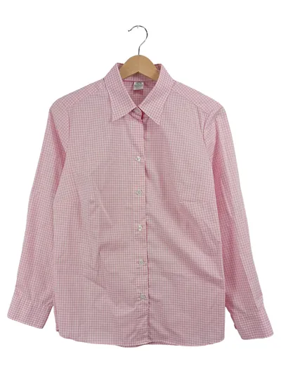 Walbusch Hemdbluse kariert Rosa Gr. 38 M Baumwolle extraglatt bügelfrei