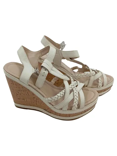 5th Avenue Plateausandalen Damen Riemchensandalen Weiß Gr. 37 Leder
