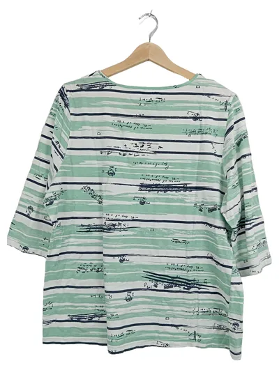 Collection L T-Shirt Damen Gr. 44 Grün Gestreift 3, 4-Arm Baumwolle