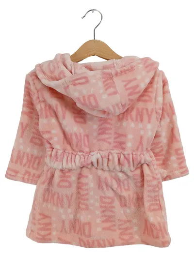 DKNY Kinder Bademantel Rosa Kapuze Logo-Print Gr. 80 (6-12 Monate)