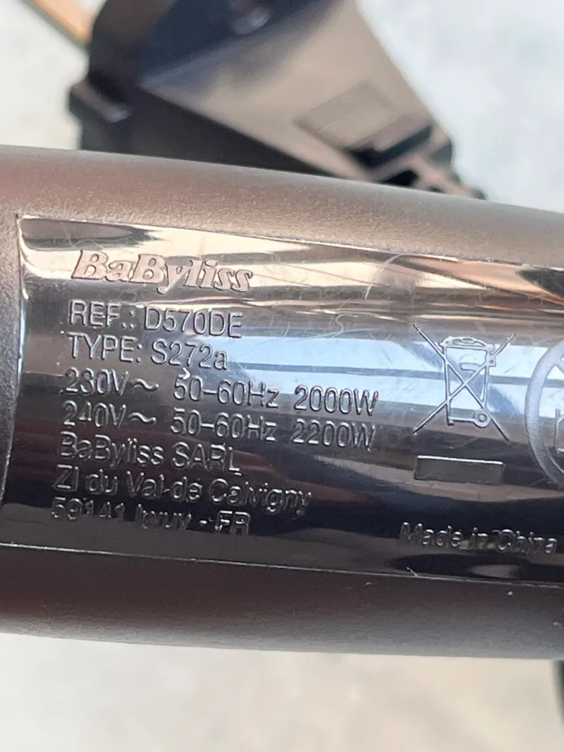 BaByliss D570DE Haartrockner Föhn 2200W Schwarz mit Diffusor 4