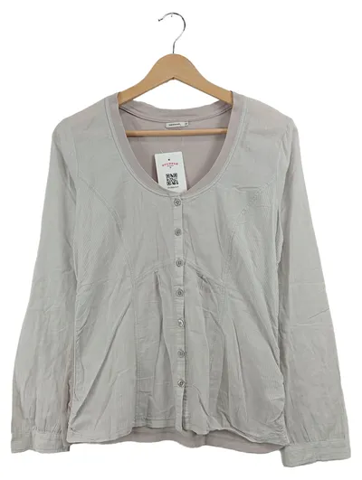 Sandwich Damen Bluse Langarm Grau Gr. 38 M Knopfleiste Casual Baumwolle