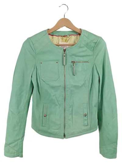 ARMA Damen Lederjacke Gr. 36 S Grün Casual Reißverschluss