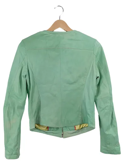 ARMA Damen Lederjacke Gr. 36 S Grün Casual Reißverschluss