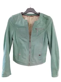 ARMA Damen Lederjacke Gr. 36 S Grün Casual Reißverschluss 3