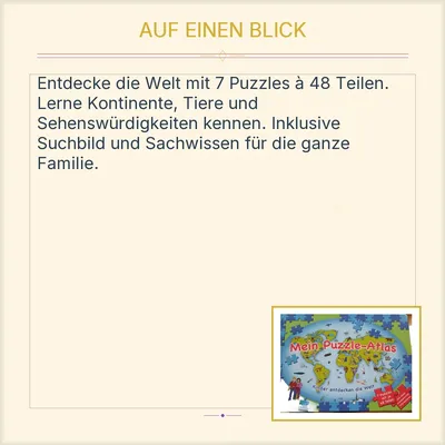 Mein Puzzle-Atlas Kinder entdecken die Welt 7 Puzzles je 48 Teile Lernpuzzle