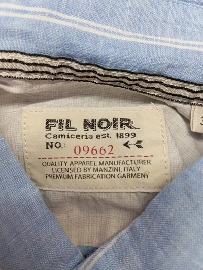 FIL NOIR Freizeithemd Herren Blau Gestreift Gr. 48 M Leinen Langarm