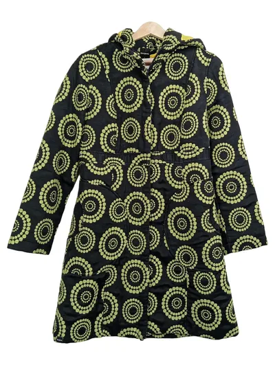 Desigual Damen Leichte Jacke Mantel Kapuze Schwarz Muster Gr. 40 L