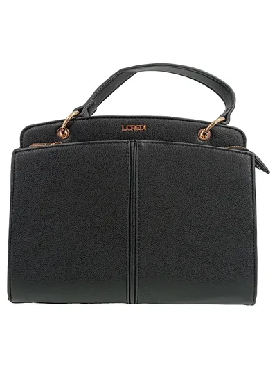 L.CREDI Damen Henkeltasche Schwarz Leder Elegant Handtasche 30x20 cm