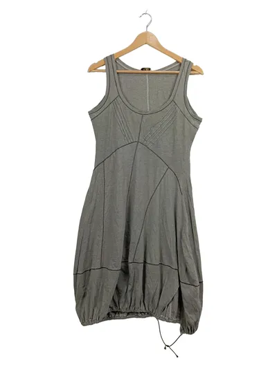 Oui Damen Sommerkleid Freizeitkleid Gr. 40 Grau Gestreift Casual Baumwolle