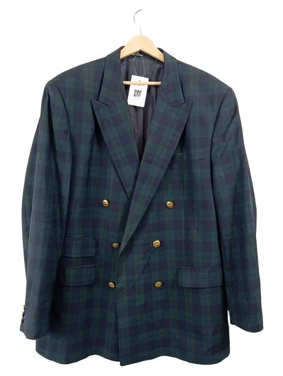 DAKS Herren Sakko Kariert Grün Gr. 56 3XL 100% Wolle Klassisch