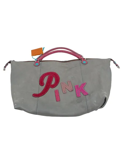 Gabs Damen Henkeltasche Clutch Grau Baumwolle Casual Schriftzug