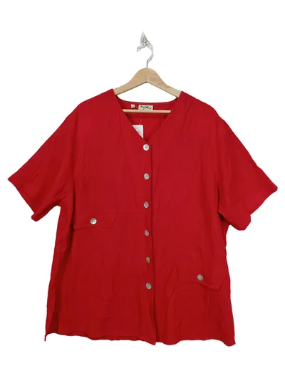 My Line Hemdbluse Damen Kurzarm Rot Gr. 50 Casual