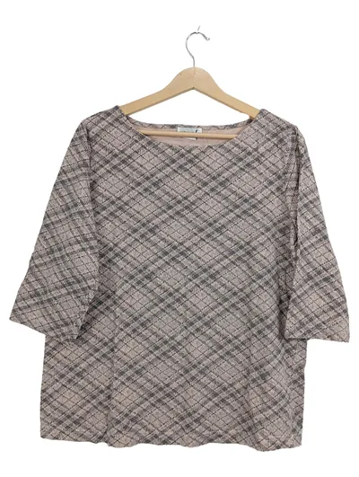 Collection L Pullover Damen Gr. 44 XXL Grau Kariert 3, 4-Arm Casual Baumwolle