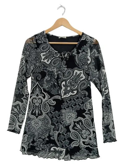 Boysen's Damen Freizeitkleid Gr. 34 XS Schwarz Paisley Langarm
