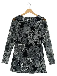 Boysen's Damen Freizeitkleid Gr. 34 XS Schwarz Paisley Langarm 2