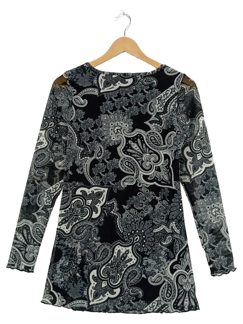 Boysen's Damen Freizeitkleid Gr. 34 XS Schwarz Paisley Langarm 2
