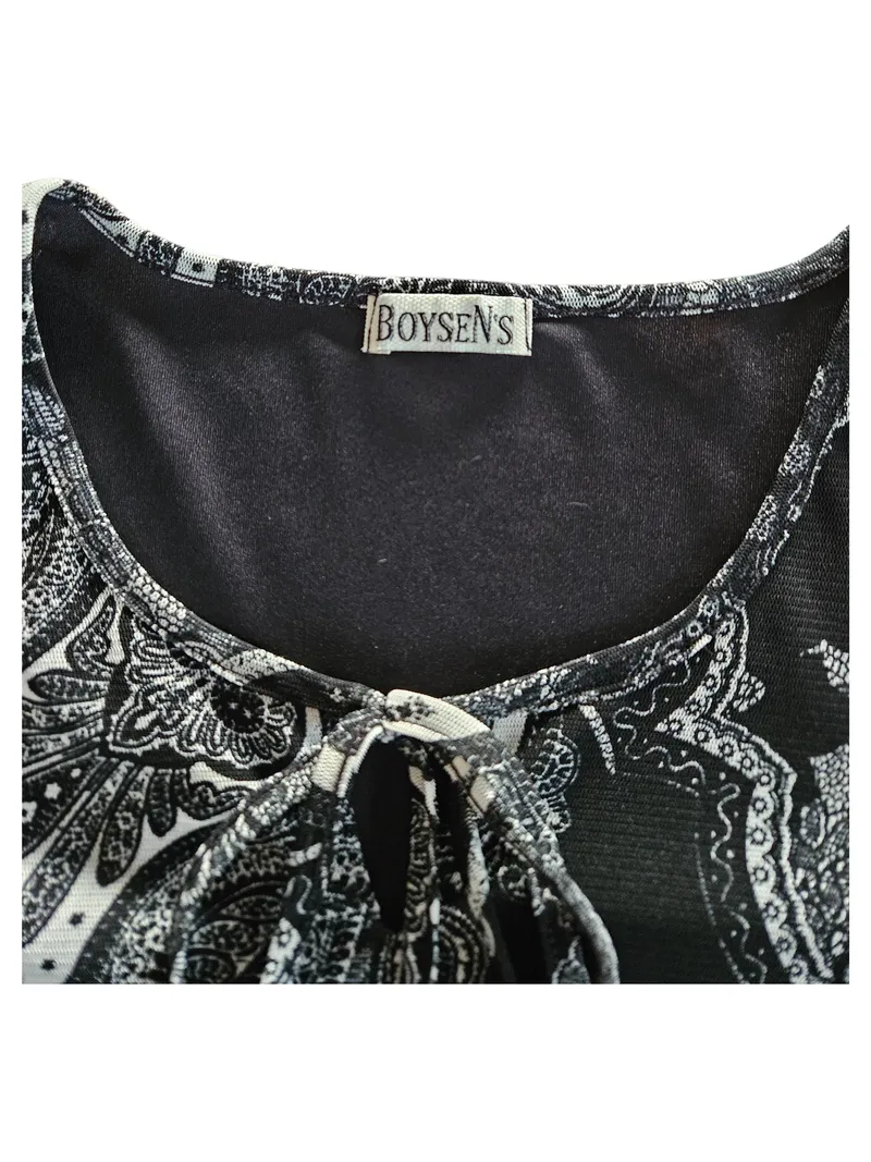 Boysen's Damen Freizeitkleid Gr. 34 XS Schwarz Paisley Langarm 3