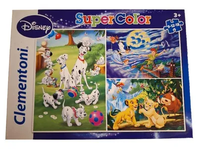 Clementoni Disney Super Color Puzzle 3 in 1 101 Dalmatiner Peter Pan König der