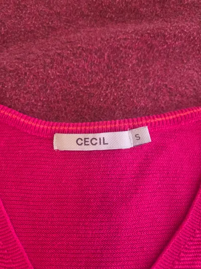 CECIL Damen Pullover Shirt Pink Gr. S 36 3/4-Arm V-Ausschnitt