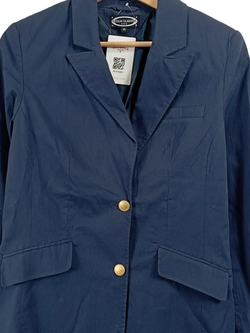 Cecilia Classics Damen Blazer Blau Gr. 38 M Baumwolle Klassisch 6