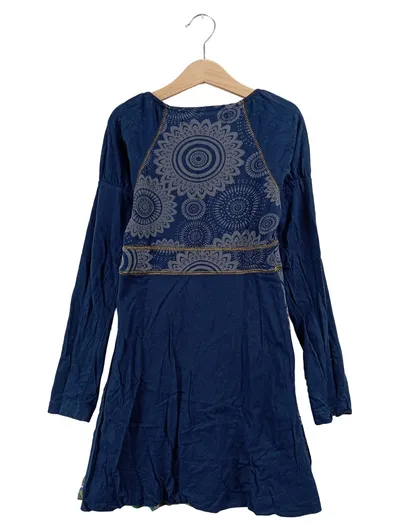Desigual Mädchen Freizeitkleid Blau Gr. 134 Langarm Mandala-Print Pailletten