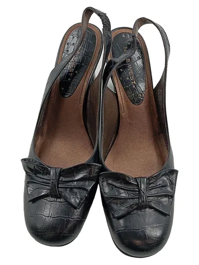 Nine West Slingback Pumps Damen Schuhe Schwarz Gr. 41 Leder Elegant Schleife