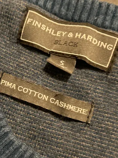Finshley & Harding Herren Pullover Blau Gr. 48 M Baumwolle Kaschmir Basic 5